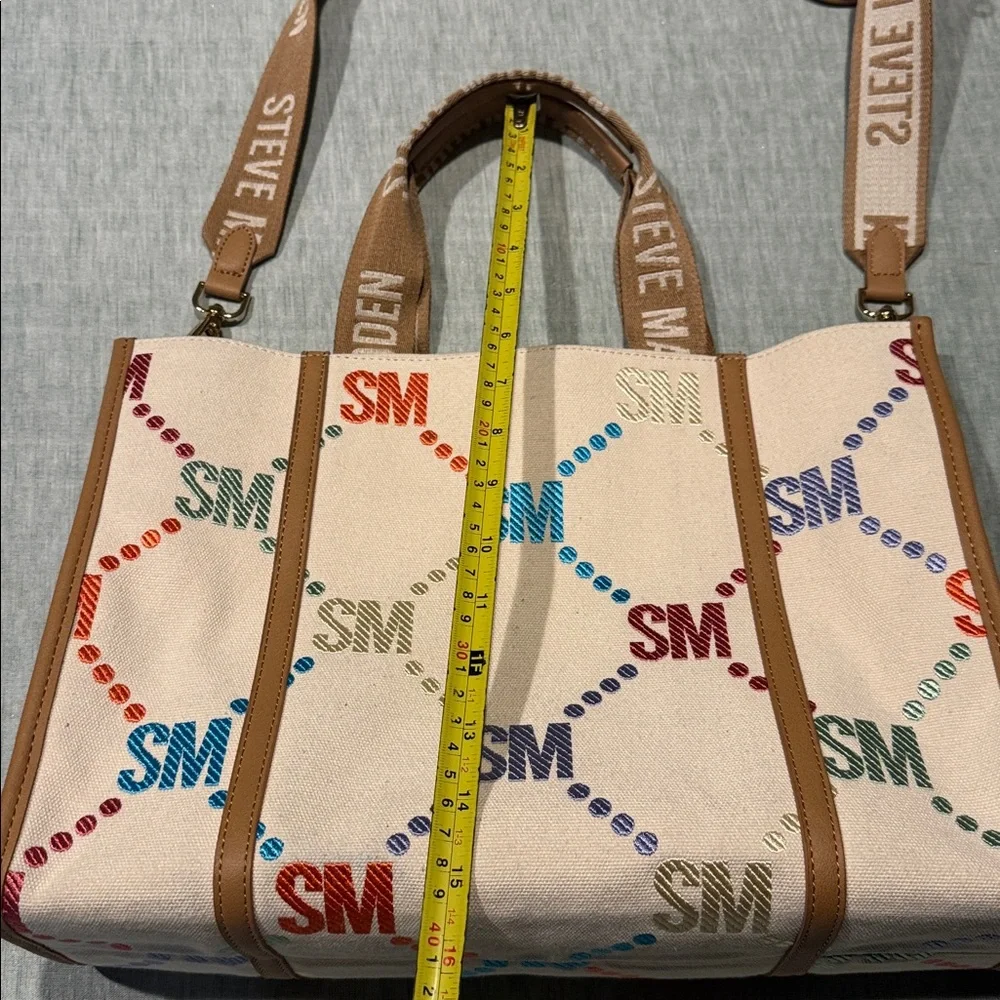 Steve Madden Cream Multicolor Canvas Tote